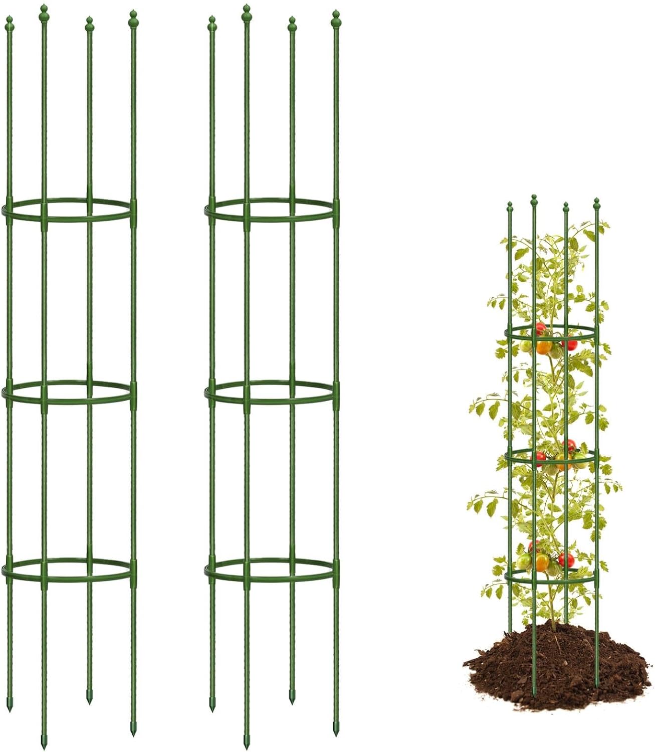 3 Pack 47 Inch Heavy Duty Height Adjustable Square Tomato Cage