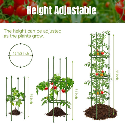 3 Pack 47 Inch Heavy Duty Height Adjustable Square Tomato Cage