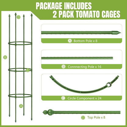 3 Pack 47 Inch Heavy Duty Height Adjustable Square Tomato Cage