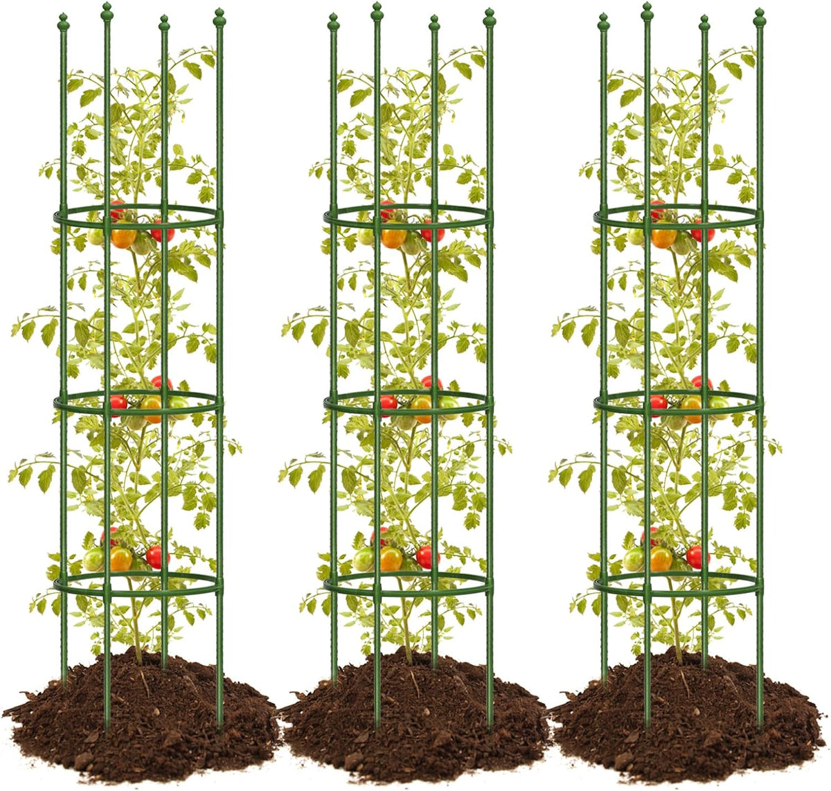3 Pack 47 Inch Heavy Duty Height Adjustable Square Tomato Cage