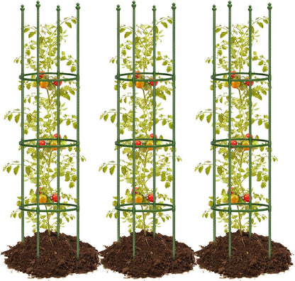 3 Pack 47 Inch Heavy Duty Height Adjustable Square Tomato Cage