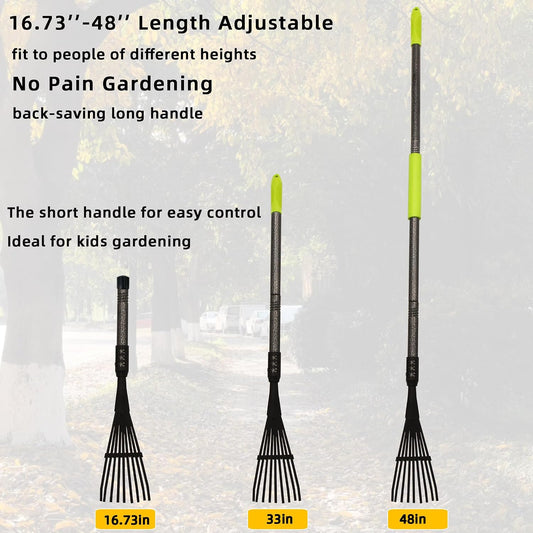 Garden Rake for Leaves, 48" Metal Leaf Rake with Soft Foam Grip