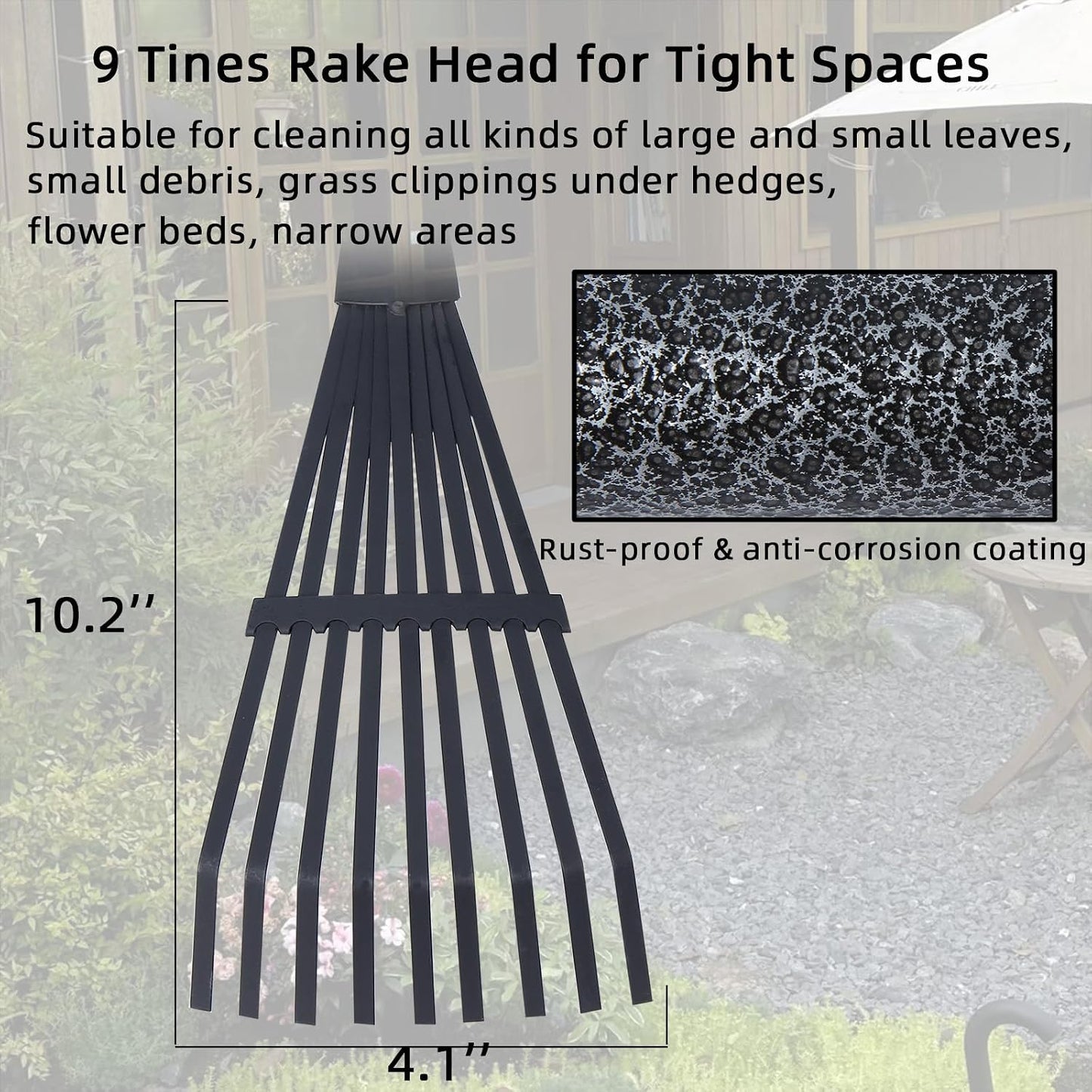 Garden Rake for Leaves, 48" Metal Leaf Rake with Soft Foam Grip