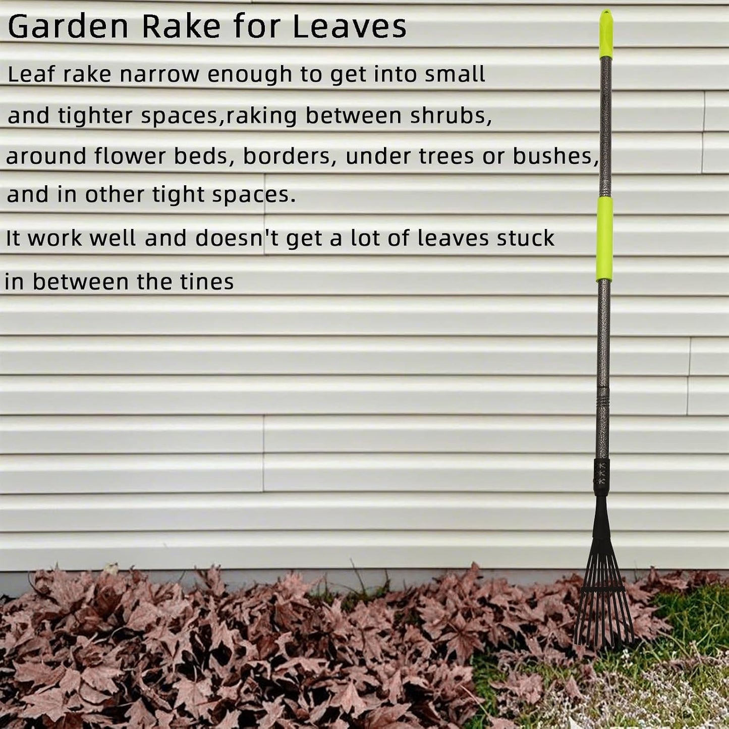 Garden Rake for Leaves, 48" Metal Leaf Rake with Soft Foam Grip