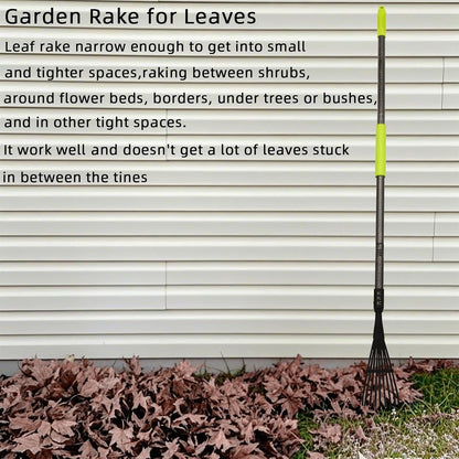 Garden Rake for Leaves, 48" Metal Leaf Rake with Soft Foam Grip
