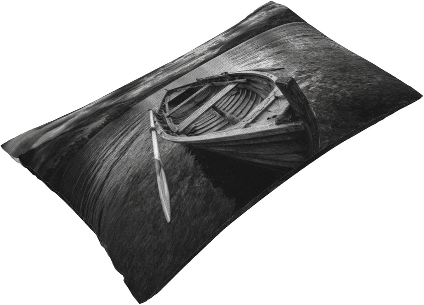Pillow Cover 12x20 Set of 2,Wooden Row Boat Floating in The Water Farmhouse Seasonal Pillow Case Decorations for Home Sofa Couch