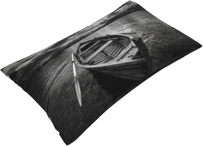 Pillow Cover 12x20 Set of 2,Wooden Row Boat Floating in The Water Farmhouse Seasonal Pillow Case Decorations for Home Sofa Couch