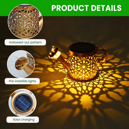 2 Pack Solar Watering Can, Metal Solar Lights Outdoor Waterproof, Hanging Lantern Decoration for Yard Outside Patio Lawn, Gardening Gifts for Women Mom Grandma