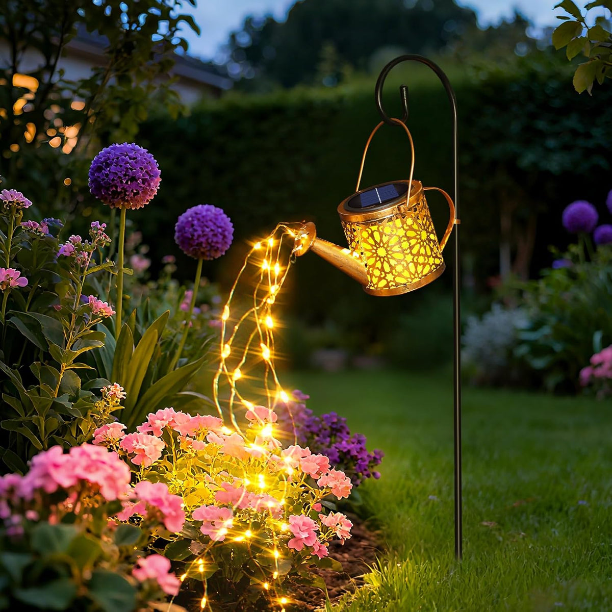 2 Pack Solar Watering Can, Metal Solar Lights Outdoor Waterproof, Hanging Lantern Decoration for Yard Outside Patio Lawn, Gardening Gifts for Women Mom Grandma