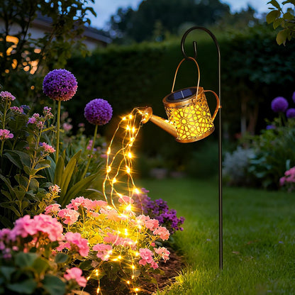 2 Pack Solar Watering Can, Metal Solar Lights Outdoor Waterproof, Hanging Lantern Decoration for Yard Outside Patio Lawn, Gardening Gifts for Women Mom Grandma
