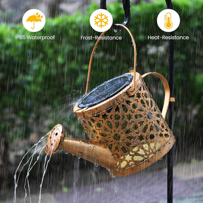 2 Pack Solar Watering Can, Metal Solar Lights Outdoor Waterproof, Hanging Lantern Decoration for Yard Outside Patio Lawn, Gardening Gifts for Women Mom Grandma