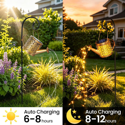 2 Pack Solar Watering Can, Metal Solar Lights Outdoor Waterproof, Hanging Lantern Decoration for Yard Outside Patio Lawn, Gardening Gifts for Women Mom Grandma