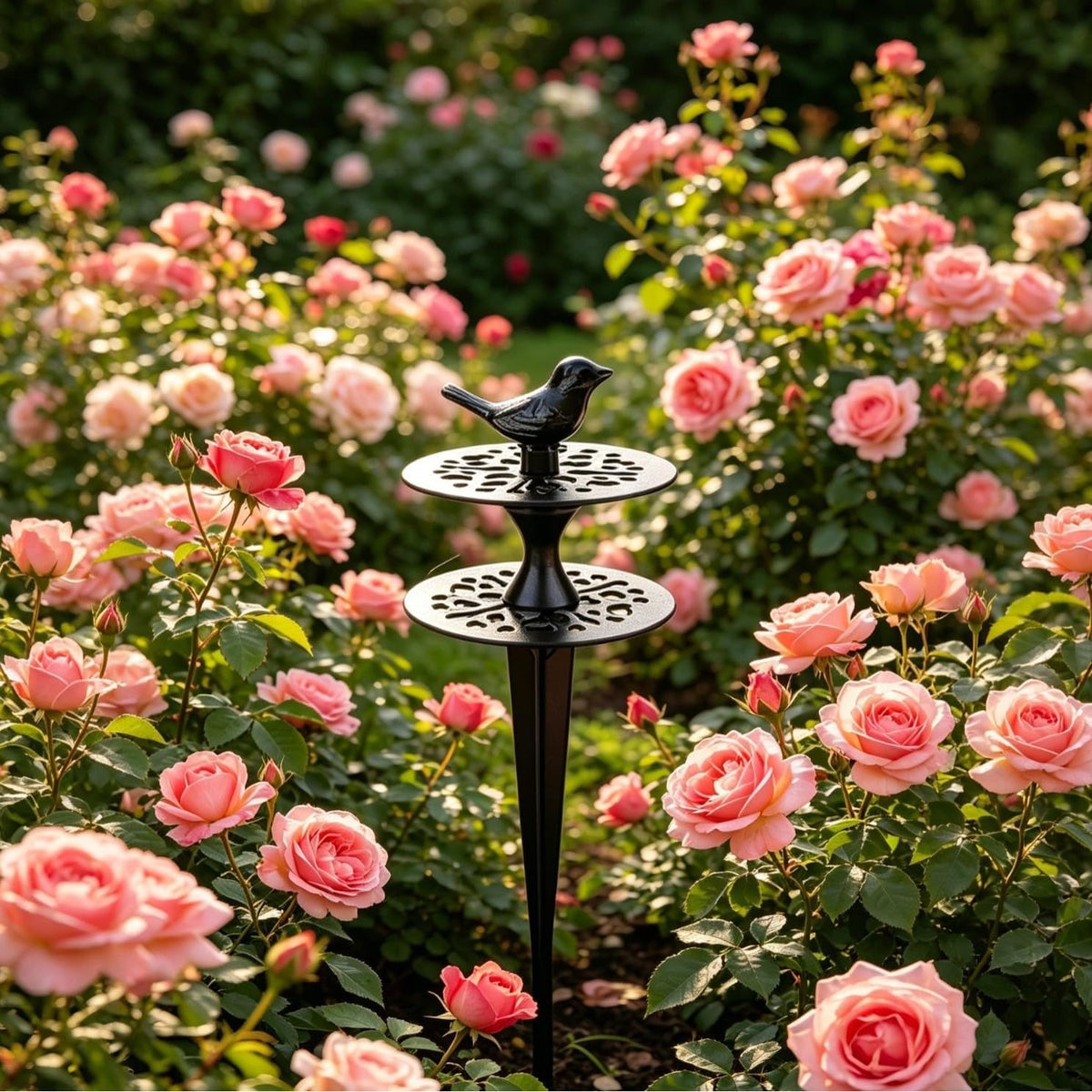 Garden Hose Guide Spike, 12 Inch Heavy Duty Metal, Hollow Out Iron Art Bird Yard Ornament, Outdoor Lawn Courtyard Landscape Decoration, for Landscaping & Flowerbed Protection(Bird)