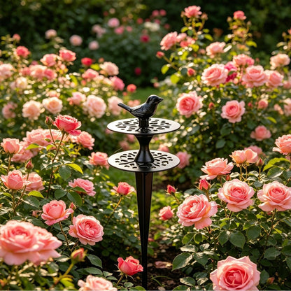 Garden Hose Guide Spike, 12 Inch Heavy Duty Metal, Hollow Out Iron Art Bird Yard Ornament, Outdoor Lawn Courtyard Landscape Decoration, for Landscaping & Flowerbed Protection(Bird)