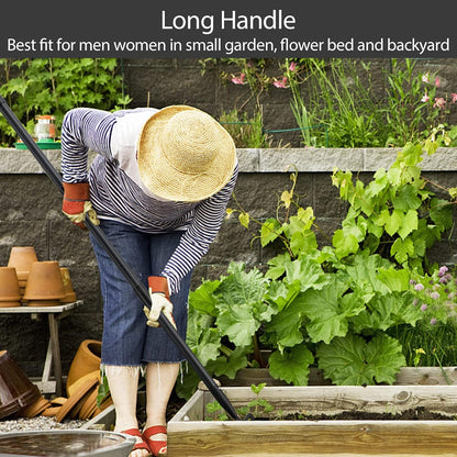 Stirrup Hoe Garden Tool & Cultivator Rake, 2-in-1 Heavy Duty Metal Hand Scuffle Garden Hoe for Weeding Vegetable Beds, Loop Action Weeder Long Handle 32-62", Manual Weed Puller for Lawn Farm Yard