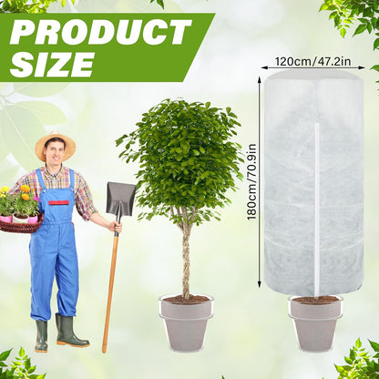 WILLBOND 2 Pcs 47 x 71 Inches Rounded Top Plant Covers Freeze Protection Frost Cloth with Zipper Drawstring Winter Cylindrical Frost Cloths Shrub Covers for Shrub Bush Fruit Tree Potted