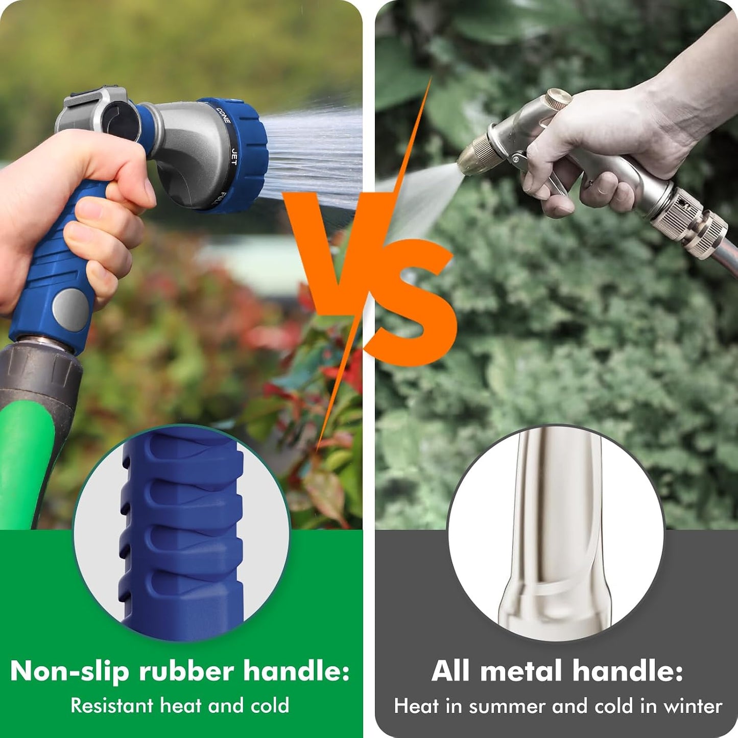 Heavy Duty Hose Nozzle, Metal Garden Water Hose Sprayer