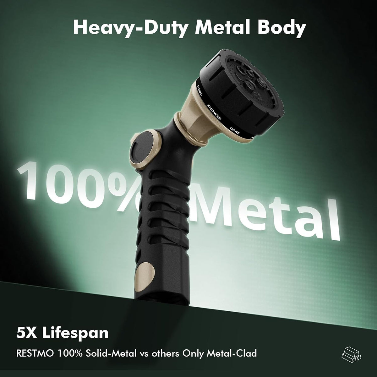 Heavy Duty Hose Nozzle, Metal Garden Water Hose Sprayer