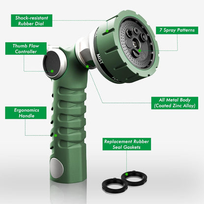 Heavy Duty Hose Nozzle, Metal Garden Water Hose Sprayer