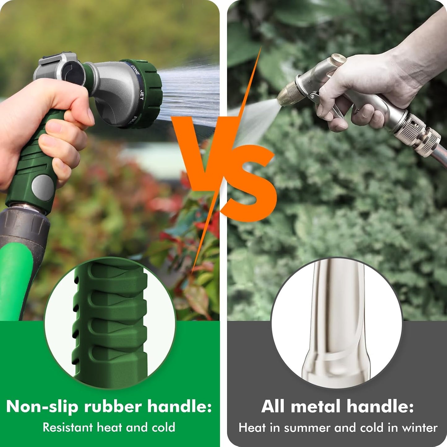 Heavy Duty Hose Nozzle, Metal Garden Water Hose Sprayer
