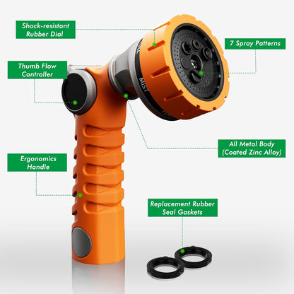 Heavy Duty Hose Nozzle, Metal Garden Water Hose Sprayer