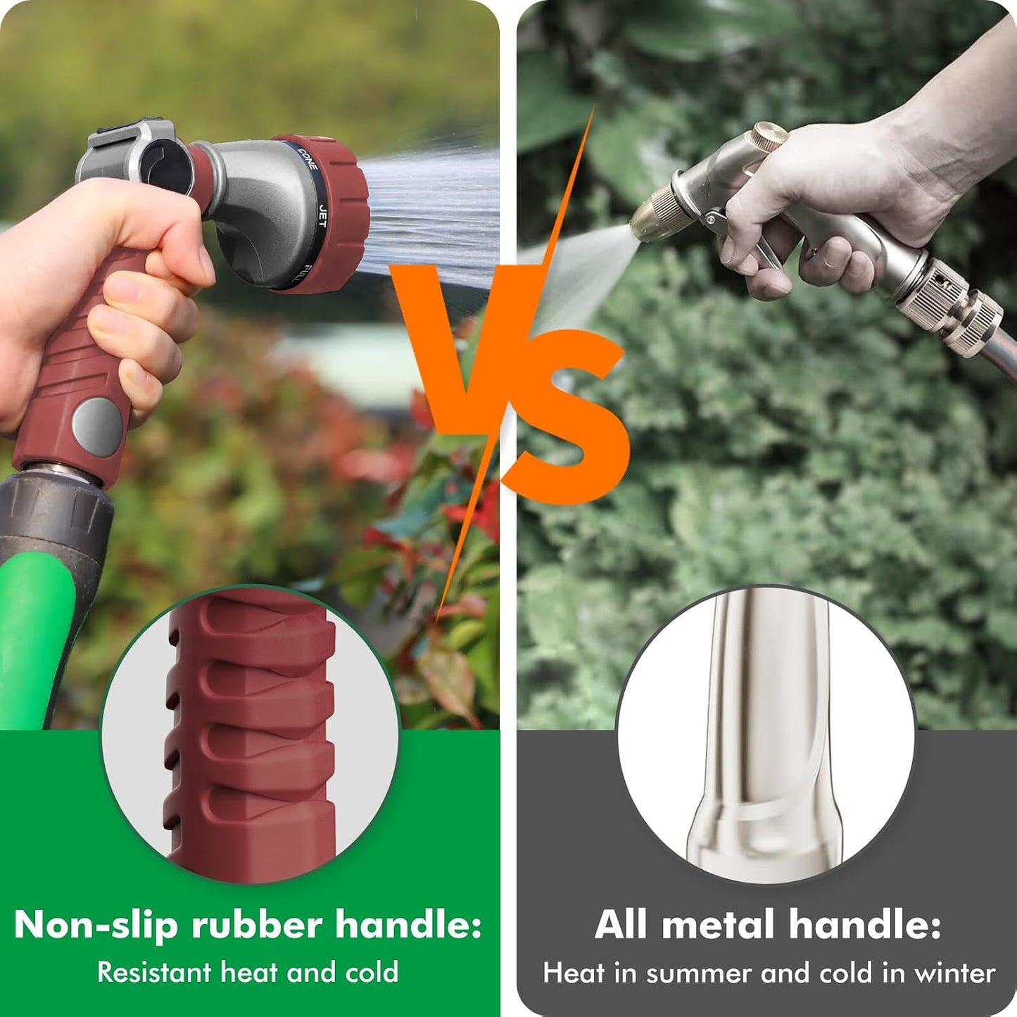 Heavy Duty Hose Nozzle, Metal Garden Water Hose Sprayer