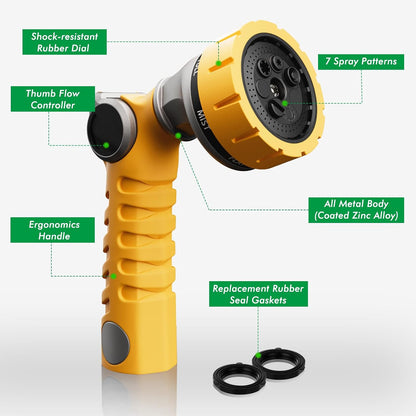 Heavy Duty Hose Nozzle, Metal Garden Water Hose Sprayer