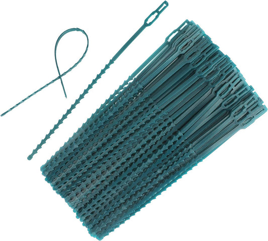 9 Inch Green Plastic Adjustable Garden Twist Ties, 100 PCS Lock Style
