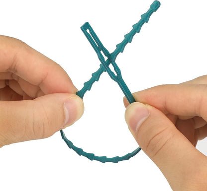 9 Inch Green Plastic Adjustable Garden Twist Ties, 100 PCS Lock Style