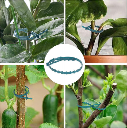 9 Inch Green Plastic Adjustable Garden Twist Ties, 100 PCS Lock Style