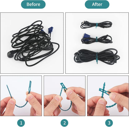 9 Inch Green Plastic Adjustable Garden Twist Ties, 100 PCS Lock Style