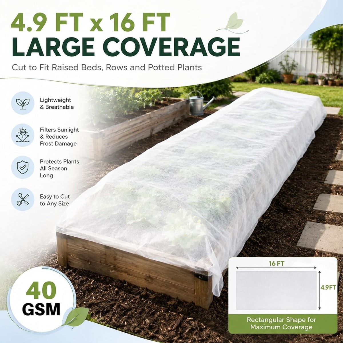 MAQIHAN Plant Covers Freeze Protection - Frost Cloth & Floating Row Cover