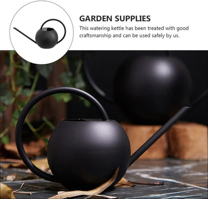 Elegance Decorative Watering can for Indoor Plants, 33.8Oz/1L, Small Enlarged Inlet Bonsai Succulent Flower Pot with Long Spout for Precise, Metal House Plant Watering can Black