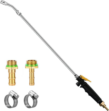 29 Inches Sprayer Wand,1/4" & 3/8" Brass Barbs Sprayer Wand Replacement, Stainless Steel Replacement Sprayer Wand with Shut off Valve & 2 Hose Clamps (1/4" & 3/8" Barb Sprayer Wand)