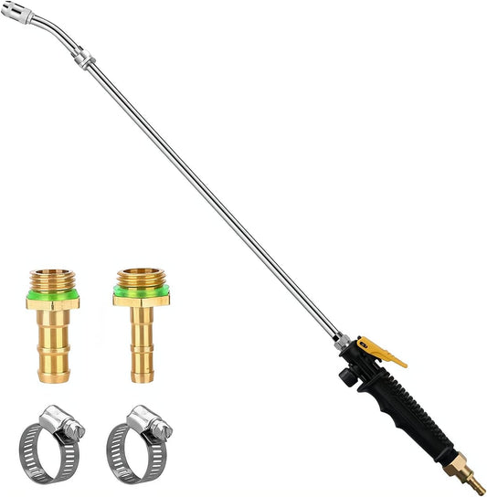 29 Inches Sprayer Wand,1/4" & 3/8" Brass Barbs Sprayer Wand Replacement, Stainless Steel Replacement Sprayer Wand with Shut off Valve & 2 Hose Clamps (1/4" & 3/8" Barb Sprayer Wand)