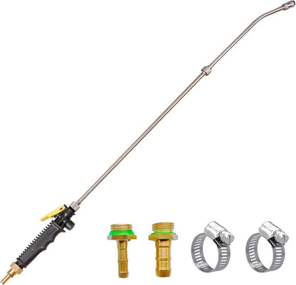 29 Inches Sprayer Wand,1/4" & 3/8" Brass Barbs Sprayer Wand Replacement, Stainless Steel Replacement Sprayer Wand with Shut off Valve & 2 Hose Clamps (1/4" & 3/8" Barb Sprayer Wand)