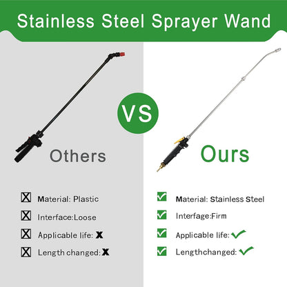 29 Inches Sprayer Wand,1/4" & 3/8" Brass Barbs Sprayer Wand Replacement, Stainless Steel Replacement Sprayer Wand with Shut off Valve & 2 Hose Clamps (1/4" & 3/8" Barb Sprayer Wand)