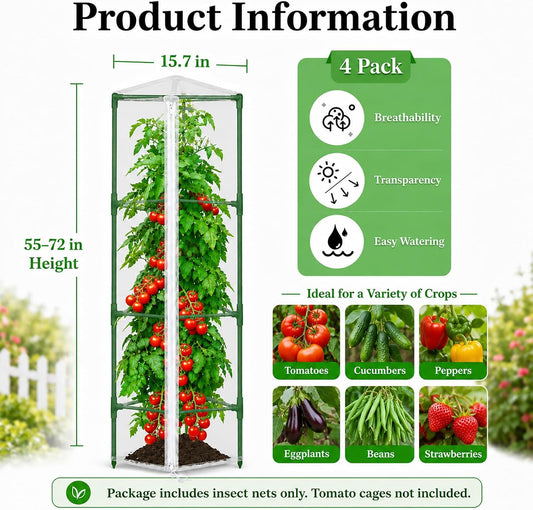 Garden Tomato Plant Cover Netting, Fits 55–72" Tomato Cages