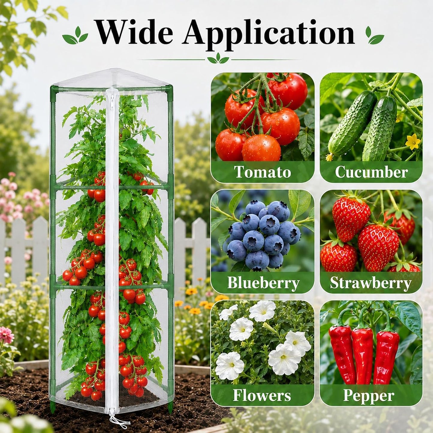Garden Tomato Plant Cover Netting, Fits 55–72" Tomato Cages