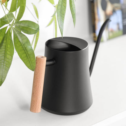 Black Watering Can for Indoor Plants, 1L/35oz Stainless Steel