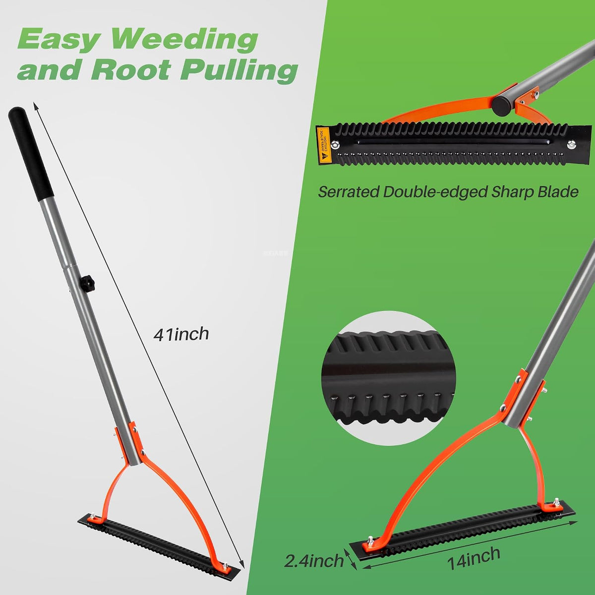 41in Double-Edged Scythe, Weed Cutter for Cutting Weeds & Grass