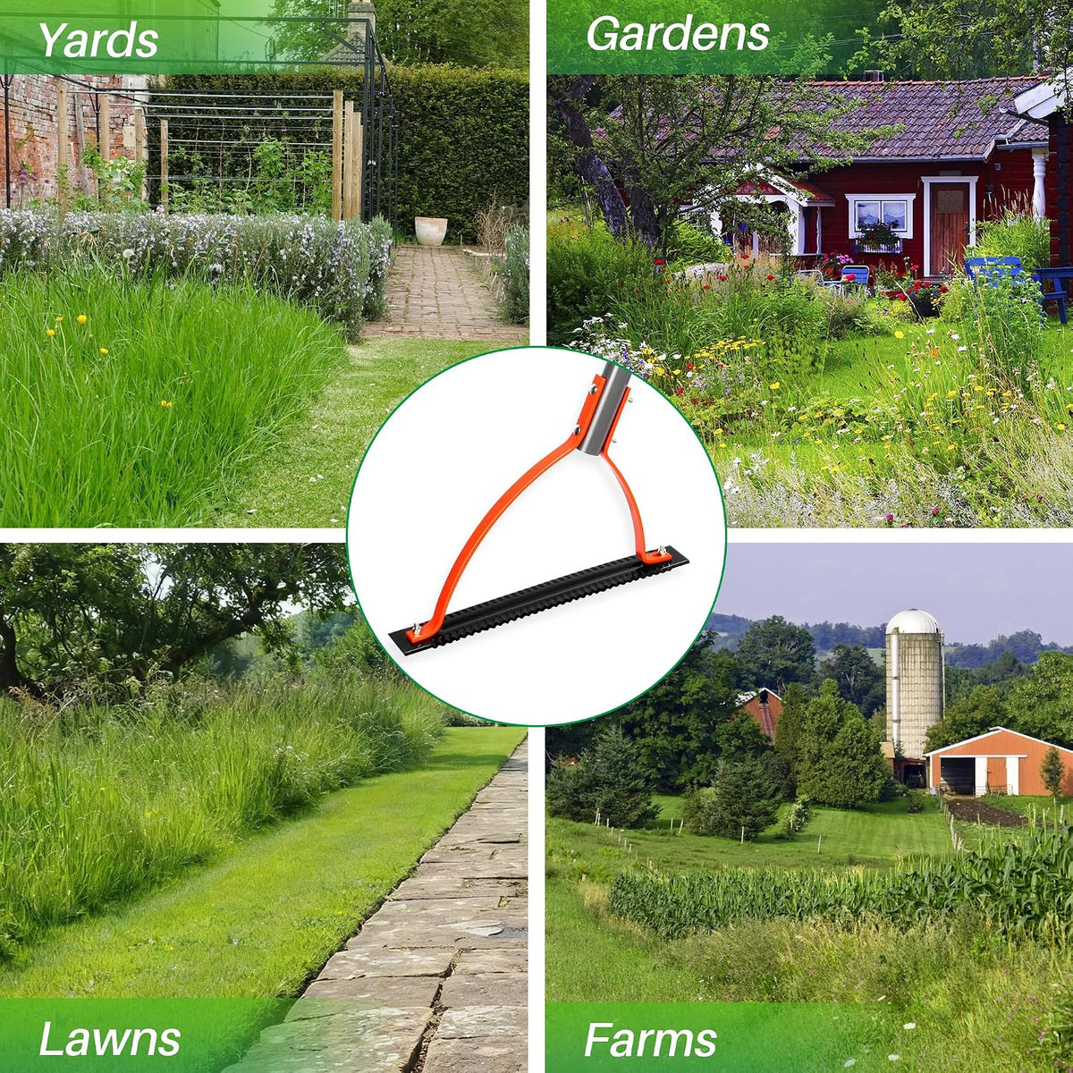 41in Double-Edged Scythe, Weed Cutter for Cutting Weeds & Grass