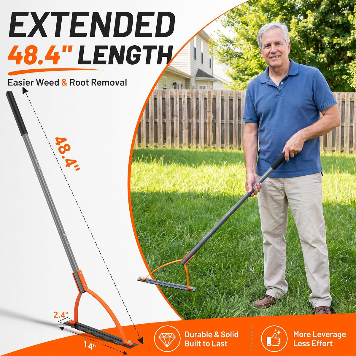 41in Double-Edged Scythe, Weed Cutter for Cutting Weeds & Grass