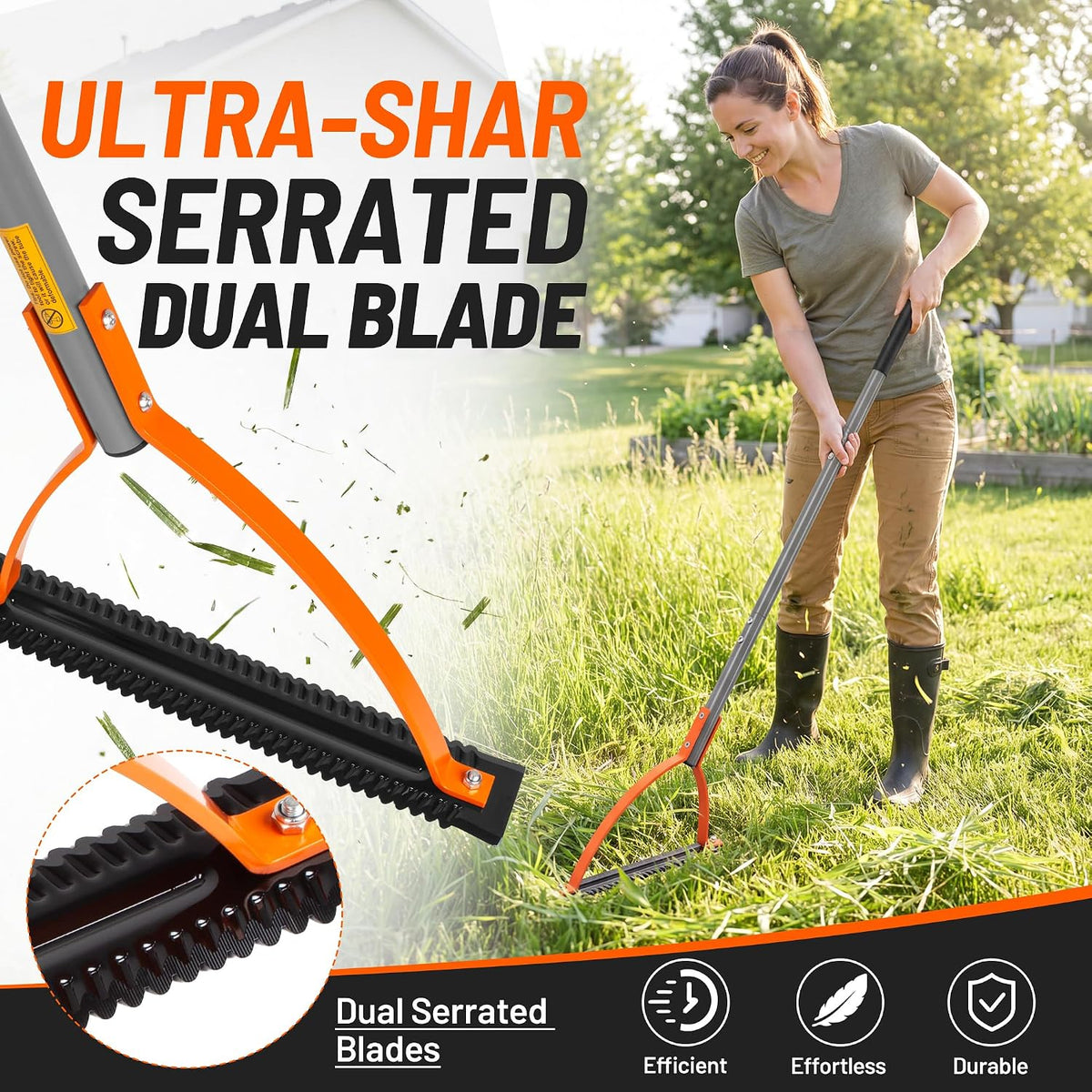 41in Double-Edged Scythe, Weed Cutter for Cutting Weeds & Grass