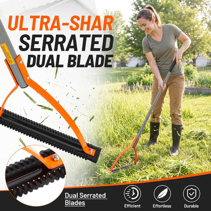 41in Double-Edged Scythe, Weed Cutter for Cutting Weeds & Grass