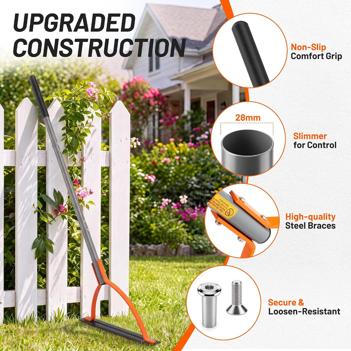 41in Double-Edged Scythe, Weed Cutter for Cutting Weeds & Grass