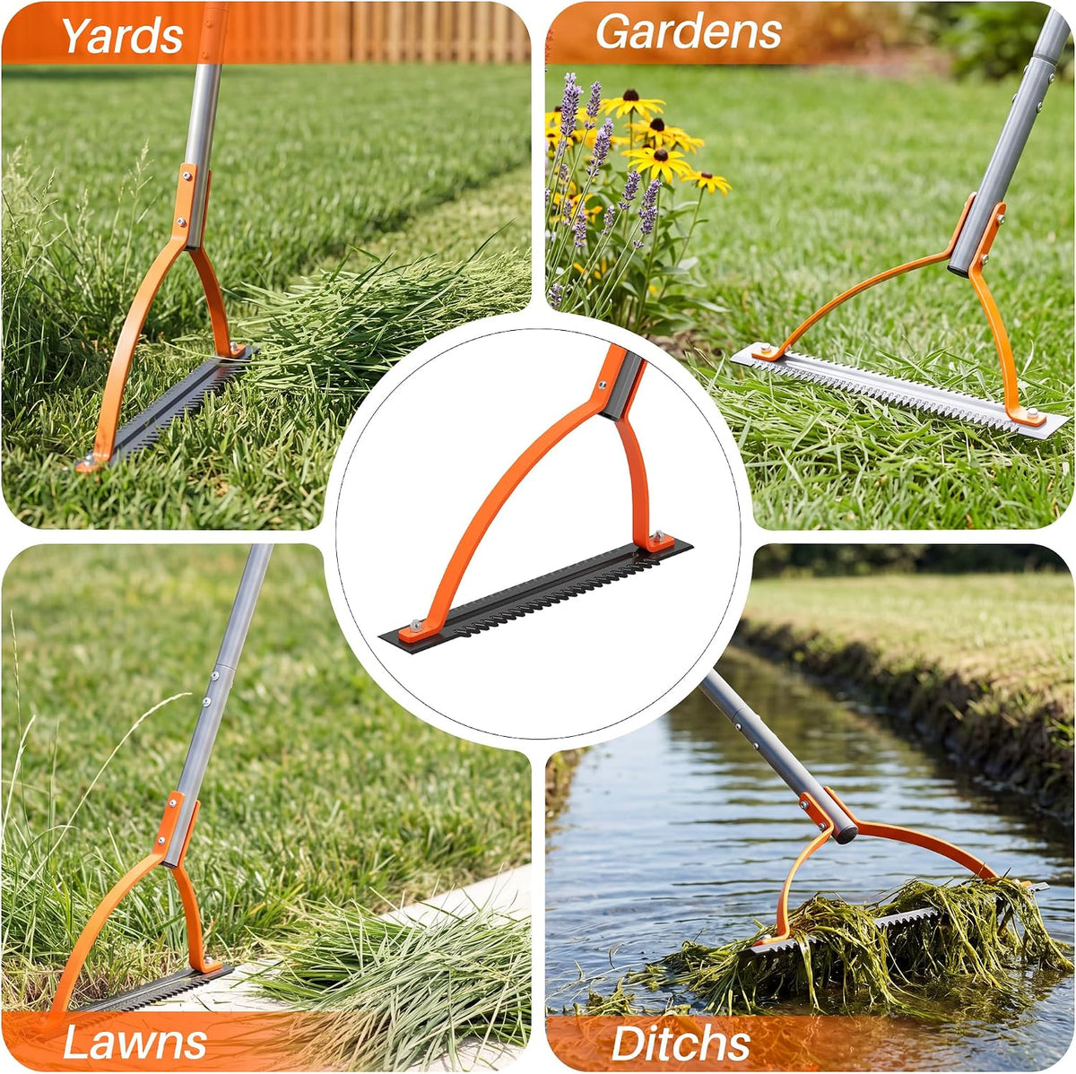 41in Double-Edged Scythe, Weed Cutter for Cutting Weeds & Grass