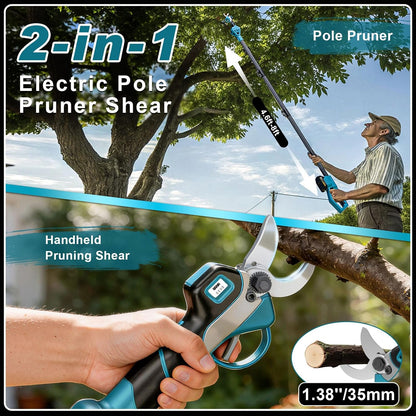 2-in-1 Electric Pole Pruning Shears-1.9" Opening Diameter,2*2.0Ah Batteries