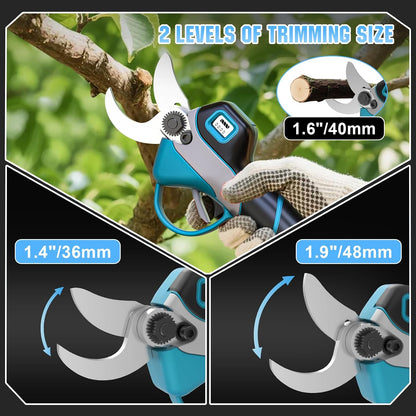 2-in-1 Electric Pole Pruning Shears-1.9" Opening Diameter,2*2.0Ah Batteries