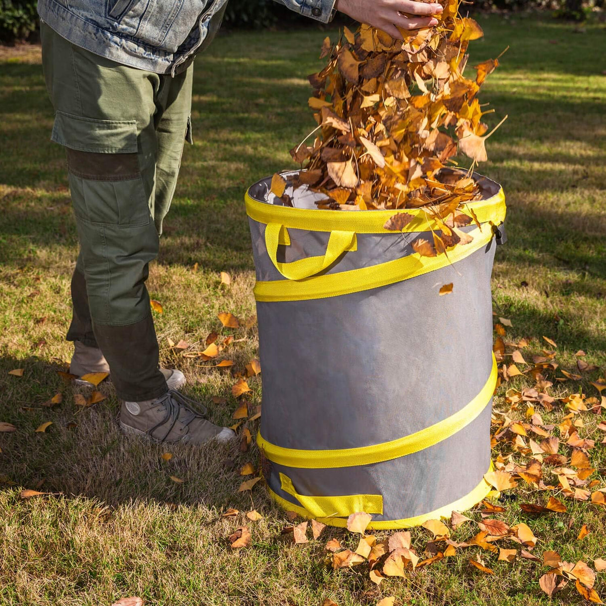 Collapsible Pop Up Trash Can, 30 Gallon Reusable Yard Waste Bag with Handle, Foldable Portable Garden Leaf Bag for Outdoor Lawn, Patio, Camping, Gardening Debris Storage